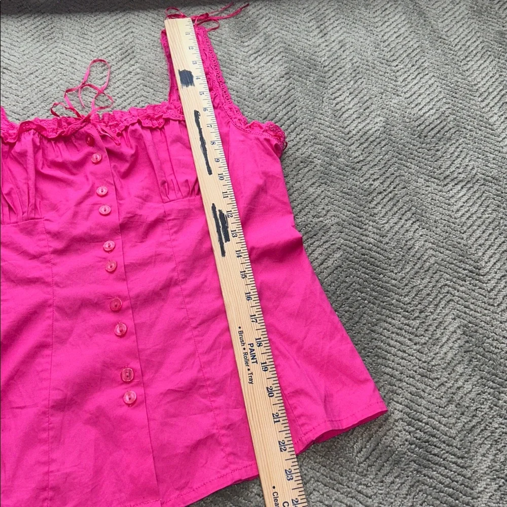 Guess Women’s Y2K Pink Lace Trim Button Front Corset Cami Top Stretch Size M - Picture 11 of 11